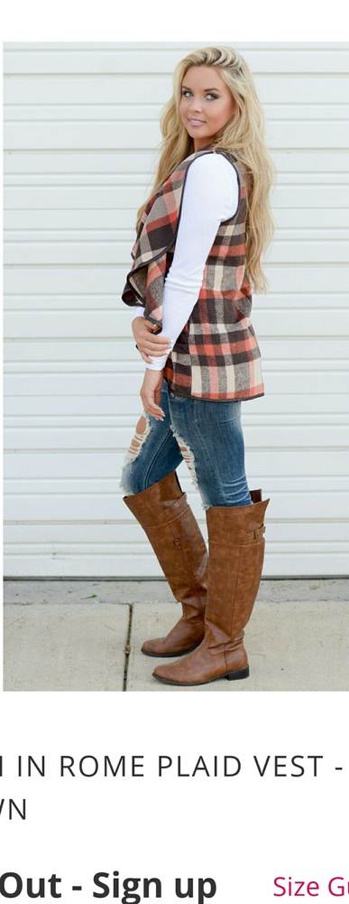 New womens flowy plaid flannel vest large